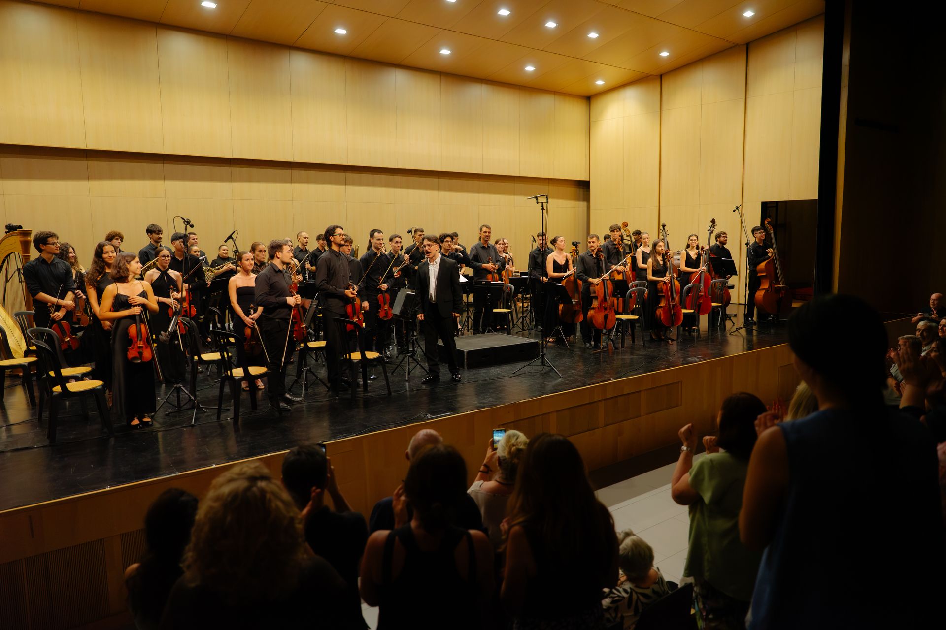 Cello section in concert